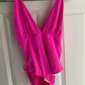 pink one piece bathing suit